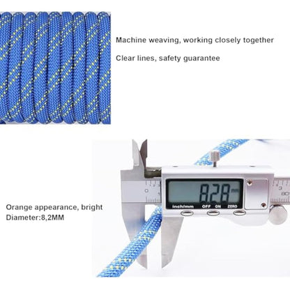 Gangying Climbing Rope 8mm Outdoor Static Rock Climbing Rope 50m High Strength Cord Safety Rope Braid Nylon Rope Escape Rope Fire Rescue Parachute Rope with 2 Carabiner