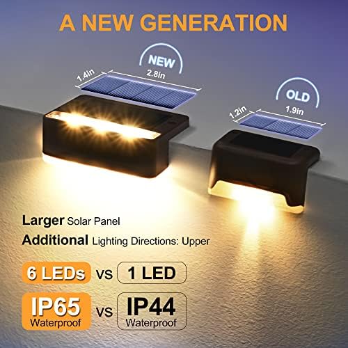 Solpex Solar Lights for Outdoor, 12 Pack Stair Lights, Waterproof Solar Light, LED Lighting for Outdoor Stairs, Steps, Fence, Garden, Yard, Patio, Gutter, Pathway, Decoration (Warm White,Brown)