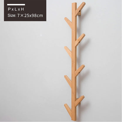Wall-Mounted Wooden Coat Rack – Tree Shape – 8 Hooks for Hanging