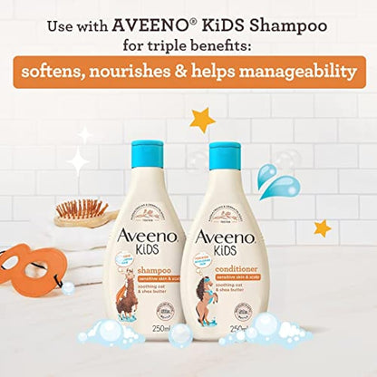 Aveeno Baby Kids Conditioner 250ml | Enriched with Soothing Oat & Shea Butter | Hair Conditioner for Children Developed for Your Little Superhero | Childrens Toiletries Sets