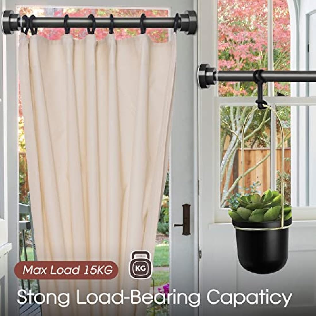 Stainless Steel Extendable Shower Curtain Pole 105-175cm Tension Rods for Curtain Telescopic Curtain Poles No Drilling Adjustable Shower Curtain Rail for Kitchen Closet Bathroom Window, Dark Grey