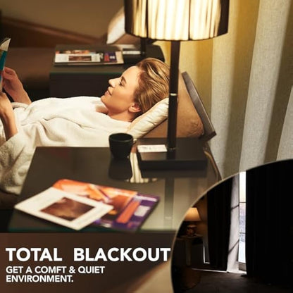 Deconovo Soft Faux Linen Blackout Curtains Energy Saving, Noise Reduction, Stylish Thermal Eyelet Curtains for Living Room, W46 x L90 Inch Oatmeal Beige One Pair