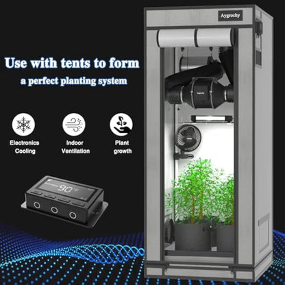 Aygrochy 4 inch Inline Duct Fan with Temperature and Humidity Controller, Extractor Fan for Booster, Grow Tents, Ventilation and Extractor(UK Plug).