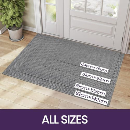 DEXI Door Matts Indoor 92 x 142 cm, Dirt Trapper Doormats Inside with Non Slip Rubber Backing, Low Profile Absorbent Entrance Mat for Muddy Shoes and