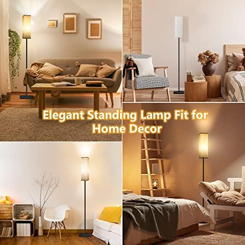 CRLL Floor Lamp for Living Room, Modern Standing Lamps with Remote & Foot Switch, 2700k-6500k Dimmable Tall Reading Lamp with Linen Shade | Standard Lamp Night Light for Bedroom Office (Modern)