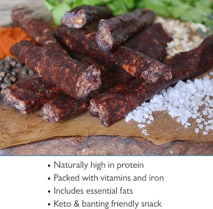 The Biltong Man | Tasty Traditional Droëwors Sticks | High Protein Beef Snack | (1kg (Pack Of 2)