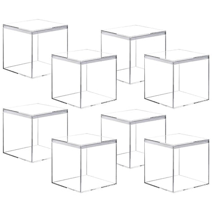 Wanfoou 8 Pack Clear Acrylic Plastic Square Cube Small Acrylic Box with Lid Storage Mini Boxes Square Display Box Organizer Containers for Candy