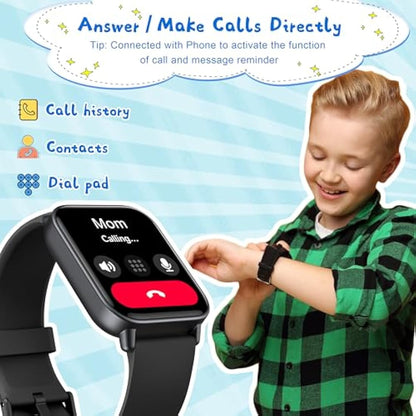 KALINCO Kids Smart Watch for Boys Girls Teens, IP68 Waterproof Swimming Smartwatch, 1.8'' Fitness Activity Tracker with 100 Sports, Make/Answer Call, Heart Rate/Sleep Monitor, Valentines Gift for Kids
