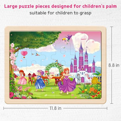 SYNARRY Unicorn Mermaid Princess Fairy Wooden Jigsaw Puzzles for Kids 3 4 5 Year Olds - 4 Packs 24 Piece Children’s Jigsaw Puzzles Age 3 4 5 6 Girls Boys