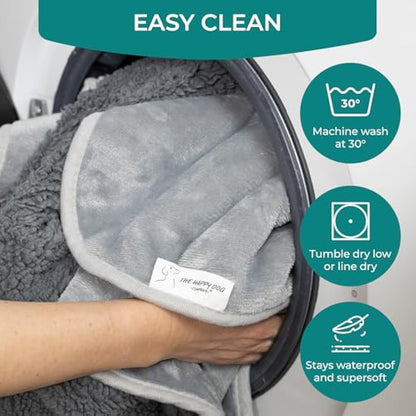 100% Waterproof Dog Blankets for Small & Medium Dogs – Soft Fleece, Washable Pet Throw for Sofa, Car & Furniture Protection, Soft Fluffy Reversible Blanket, 75x100cm, Grey/Grey