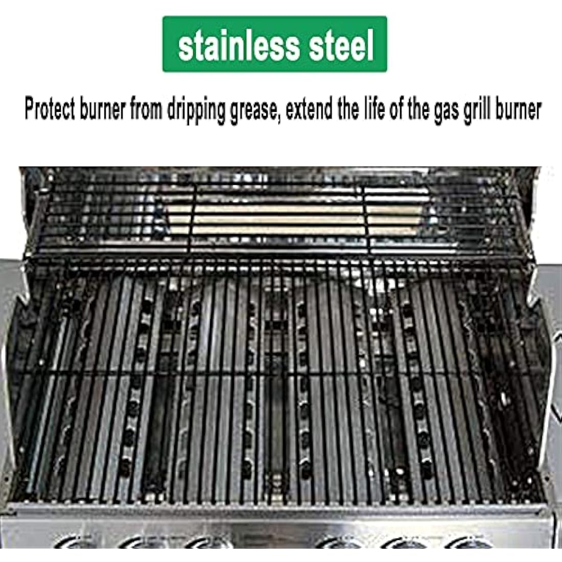 WELL GRILL 3-Pack Stainless Steel Flavorizer Bars, Heat Shield Tent, Flame Distributor Outdoor Barbecue Replacement Parts for Most Gas Grills (41cm x 14cm L x W)