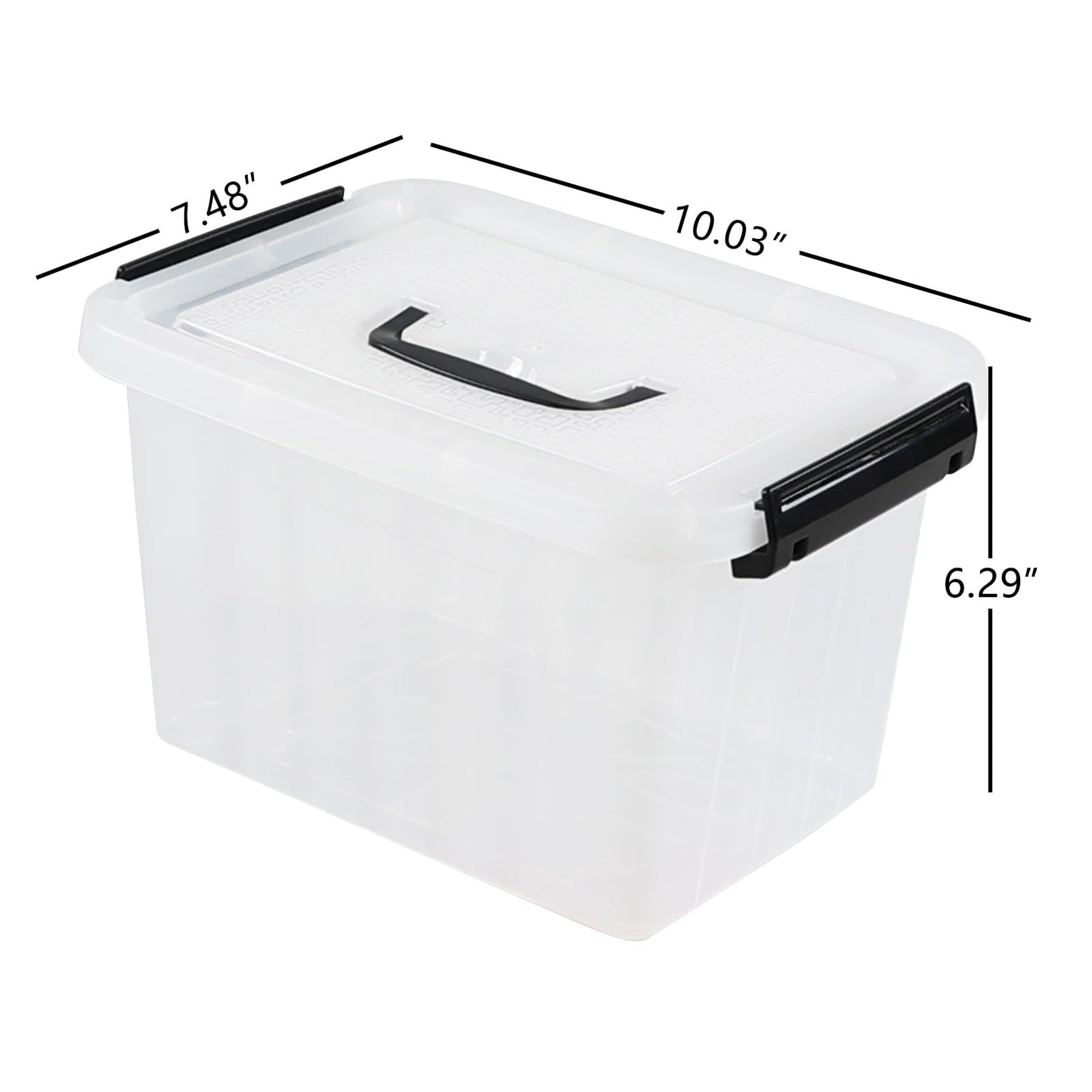 Melontray 5 L 4 Packs Clear Plastic Storage Box with Lid, Small Stackable Storage Containers