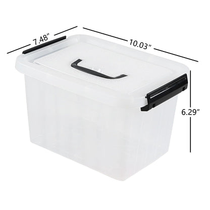 Melontray 5 L 4 Packs Clear Plastic Storage Box with Lid, Small Stackable Storage Containers