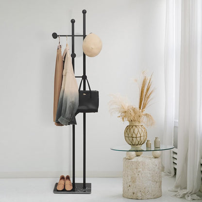 Cre Cra Marble Clothes Rail, Sturdy Metal Coat Stand, Modern Clothes Rack for Clothes, Wardrobe Stand, Freestanding Jacket Stand