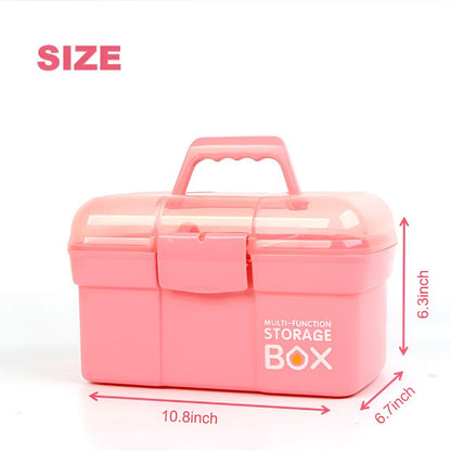 Storage Box with Removable Tray & Lid,Multipurpose Container Small Plastic Art Storage Box with Compartments,Craft Caddy for