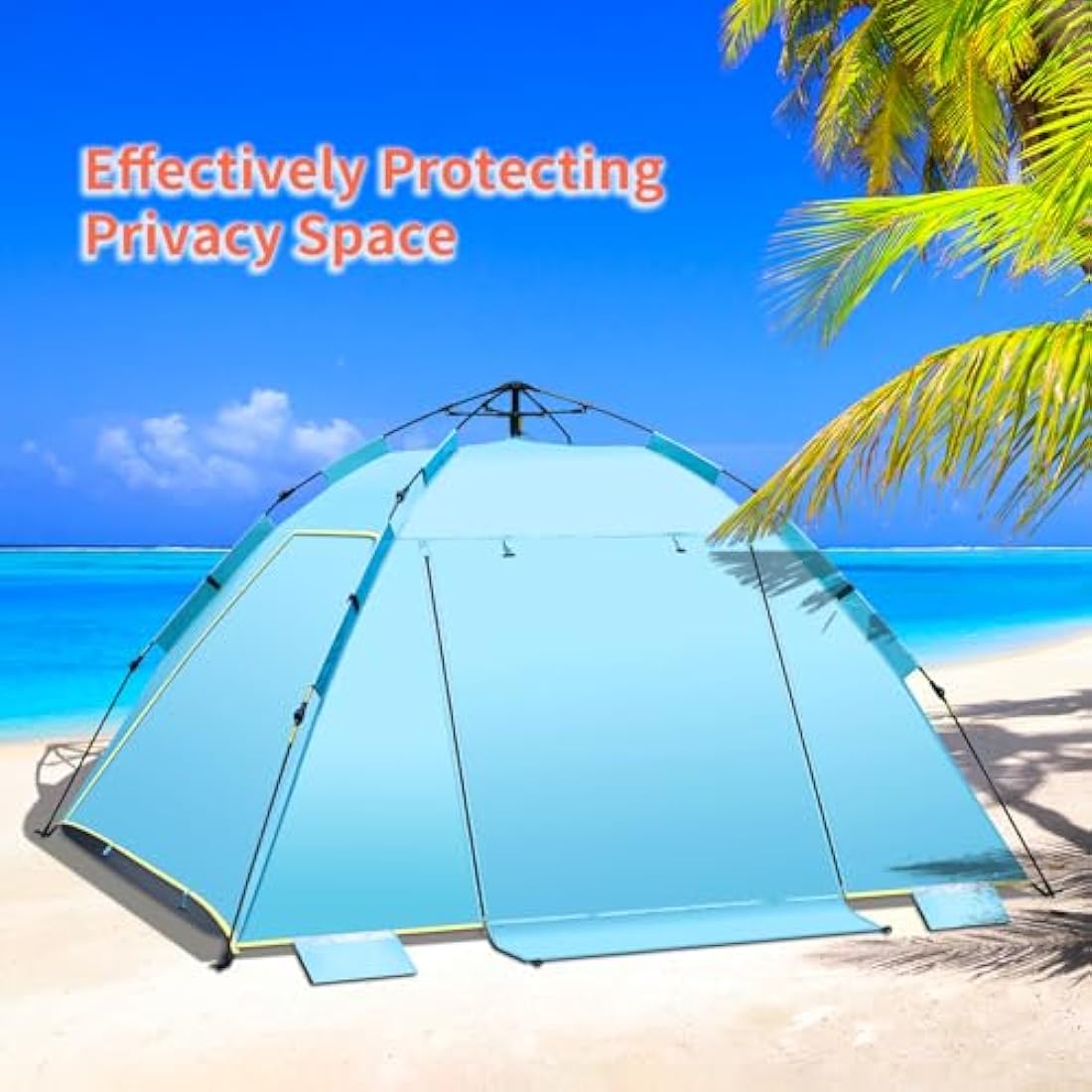 4-5 Person Instant Pop Up Automatic Beach Tent, Extra Large Portable Ventilated Automatic Beach Sun Shelter Tent, UPF 50+ Easy Setup Beach Tent for Picnic,Beach,Garden(Blue)