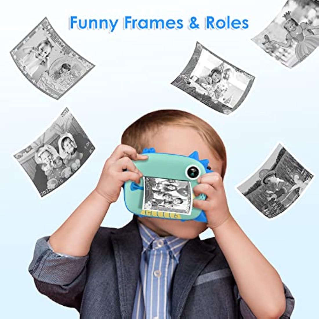 HiMont Kids Camera Instant Print, Digital Camera for Kids with No Ink Print Paper & 32G TF Card, Selfie Video Camera with Color Pens for DIY, Fun Gift for Girls Boys 3-14 Years Old (Blue)