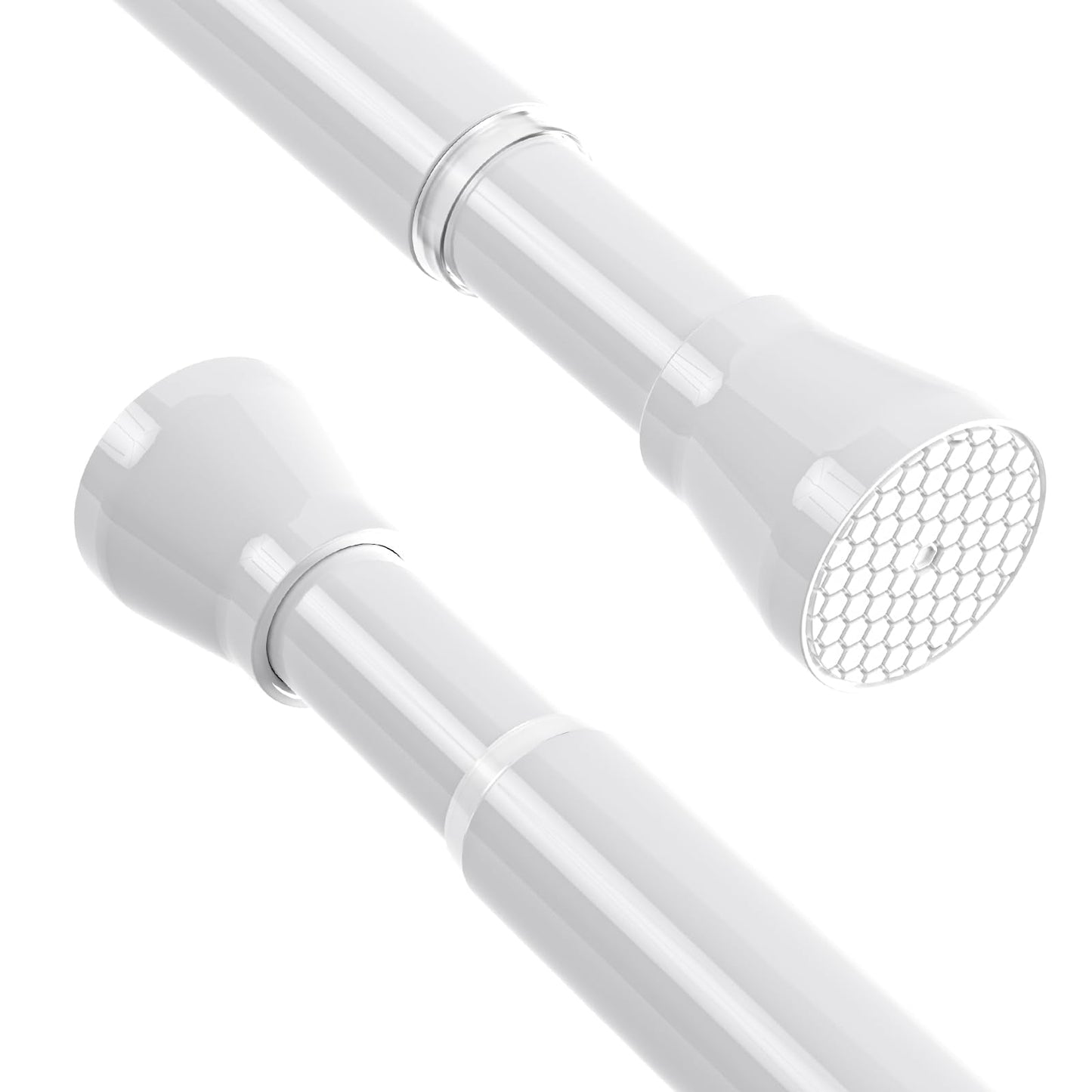 Shower Curtain Pole 70-130cm Shower Curtain Rail Non-Slip White Shower Curtain Rod No Drilling Extendable Curtain Poles Non-Rust for