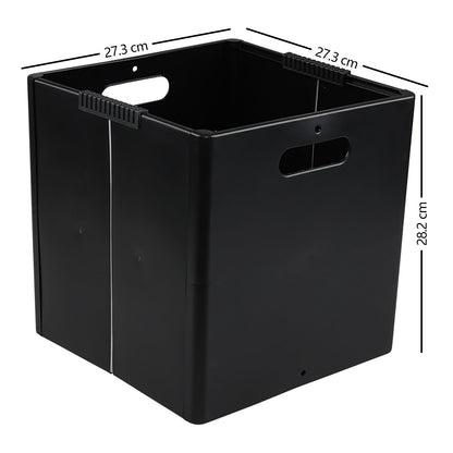 Dehouse 4 Pack Plastic Collapsible Storage Cube Boxes with Handle, Foldable Square Storage Unit Box, Black