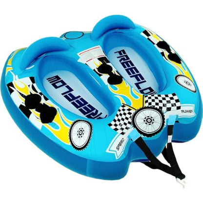 SereneLife Water Sports Inflatable Towing Hose Booster Tube, Water Towing Raft, Inflatable Towboats/Hoses/Towable with Double Seats, PVC Bubble, Foam Padding, Nylon Handles, blue