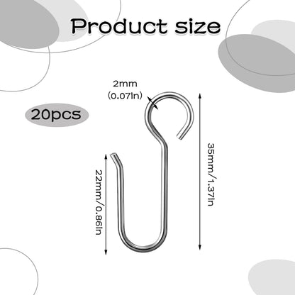 Eophmi 20 Pcs Shower Curtain Hooks, Stainless Steel, White, Universal Size, Easy to Use, Multi-Purpose