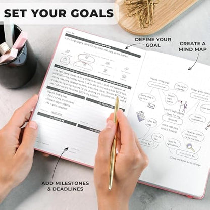 Clever Fox Ultimate Achiever’s Goal Planner - Focus & Productivity 90 Day Journal. Daily Weekly Monthly Planner Organizer & Hourly Schedule Notebook - Undated, Hardcover, A5 Size, Light Pink