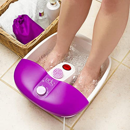 Sensio Spa Foot Spa Massager Pedicure Bath Nine accessories Pamper Your Feet with Heat Bubbles and Massaging Tools All In One Home Salon Therapeutic Massage Tub Pedicure Set White Purple