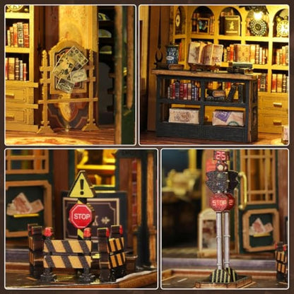 Mostop DIY Miniature Dollhouse Kit, Wooden Dollhouse Kit Miniature House Kit with LED Light and Movements,Creative Room Idea for Kids/Adults Magic House DIY Kits (Twilight BOOK City)