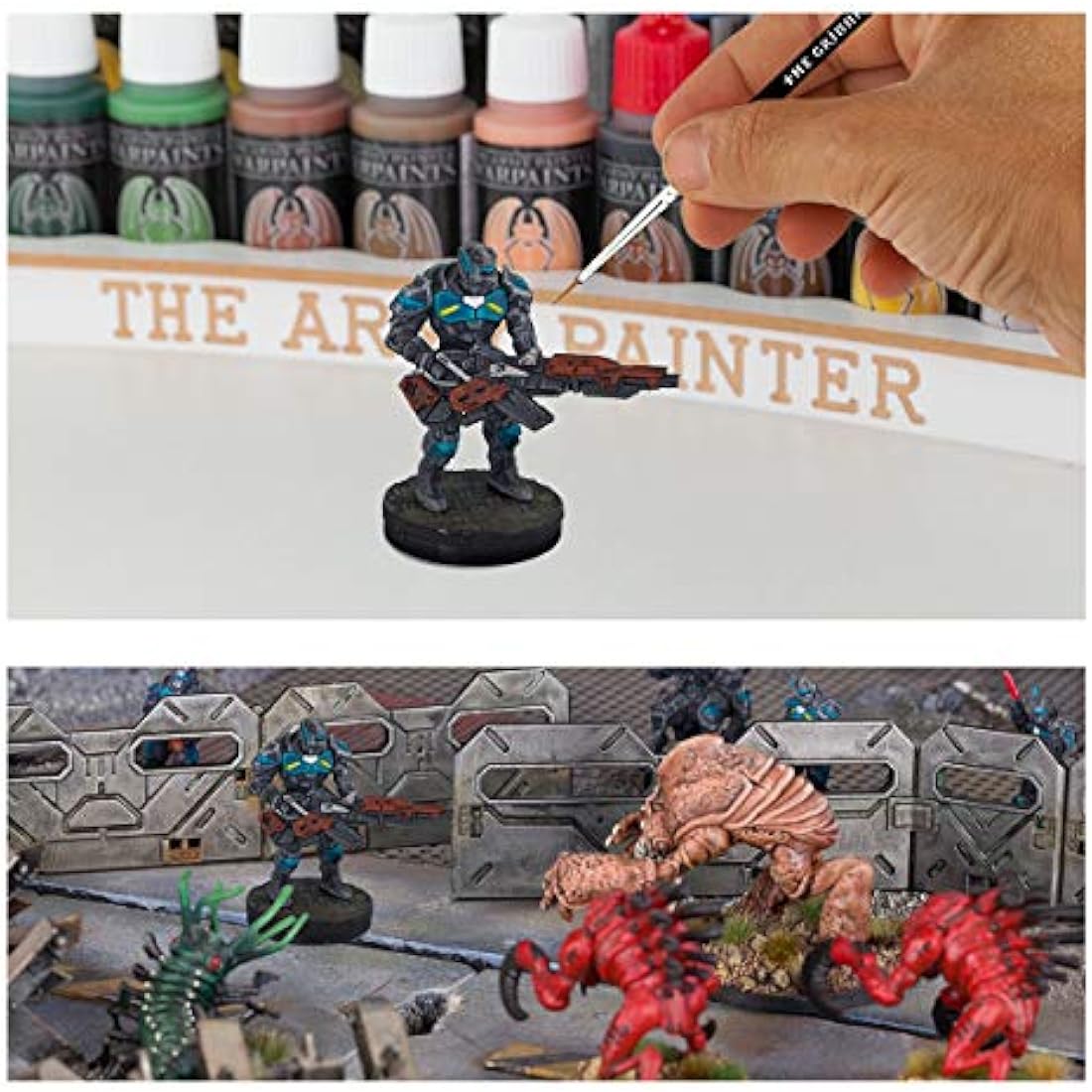 Grinning Gargoyle - Sci-Fi Miniature Paint Set - Paints for Miniatures - 20x Assorted 18ml Colours with a Paint Brush - Science Fiction Paints Starter - Warpaint for Marines and Aliens