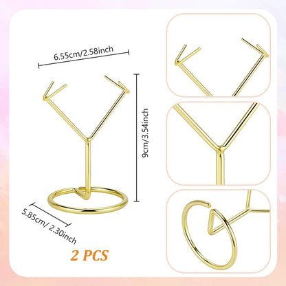 AHANDMAKER 2Pcs Rock Display Stand, Metal Crystal Display Holder Small Crystal Ball Holders for Gemstones Spheres Geodes Rocks Fossils Marbles Home
