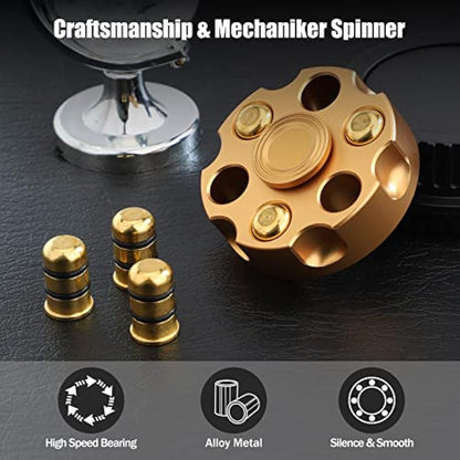 Cool Fidget Spinner Toy for Adults Kids, Portable Alloy Fidget Cube for Boy Men, Metallic Hand Spinning Brain Development Toy Gift for Party Favors (Gold)