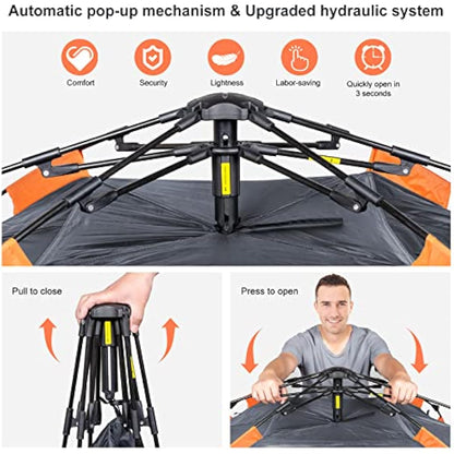 Amflip Camping Tent Automatic 3 Man Person Instant Tent Pop Up Ultralight Dome Tent 4 Seasons Waterproof & Windproof Camping Tent with Removable Outer Tarpaulin, Double Layers