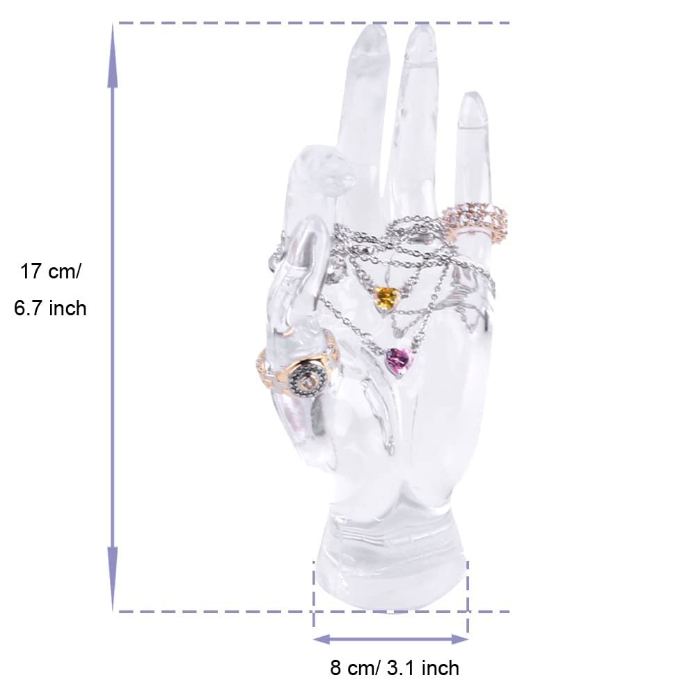 zalati Jewelry Holder Bracelet Stand with Hand Shape Mannequin for Display Storage and Organiser - Clear