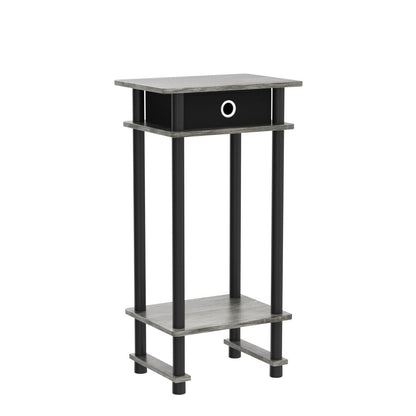 Furinno TURN-N-TUBE Side Table Set of 2, 3-Tier End Table with Storage Bin, Open Shelf Night Stand, Bedside Table, for Living Room, Bedroom