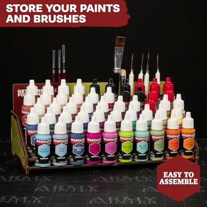 The Army Painter Warpaints Fanatic Mega Set, 50 Paints: 36 acrylic colours, 4 Skin Tones, 3 Metallics, 3 Effects, 4 Washes, 1 Free Paint Station & Brush, For Miniature Painting