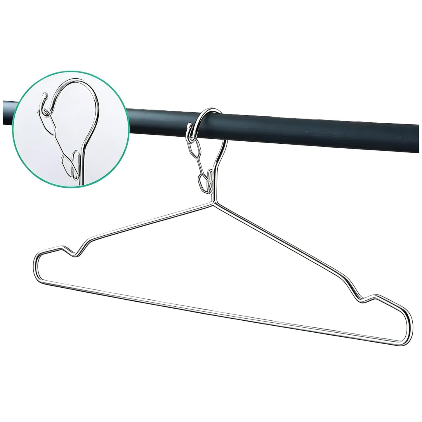 Trrcylp Wire Coat Hangers 10 Pack 25lbs Capacity 4mm Stainless Steel Slim Thin Heavy Duty Windproof Lock Hook Metal Space Saving Clothes Hangers for