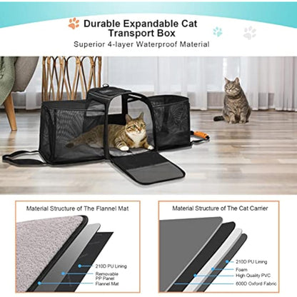 Morpilot Soft Sided Pet Carrier Bag for Small Dogs, Puppies, Medium and Large Cats, Expandable, Airline Approved, with Breathable Mesh and Locking Safety Leash, Grey
