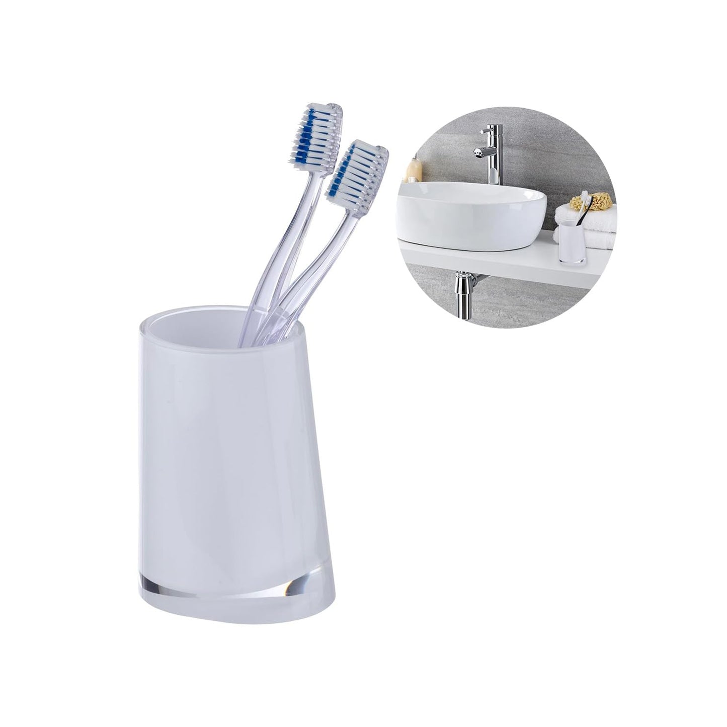 Avilia Toothbrush Holder Tumbler - Toothbrush Holder, Plastic, 8 x 11 x 6.5 cm, White