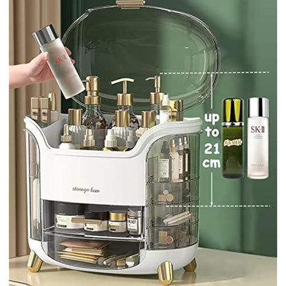 Kousee Make Up Storage Organizer Box Skincare Display Case Dust Water Proof, Vanity Organiser with Drawers for Cosmetics, Lipsticks, Perfume-Ideal for Bathroom Countertop, Bedroom Dresser