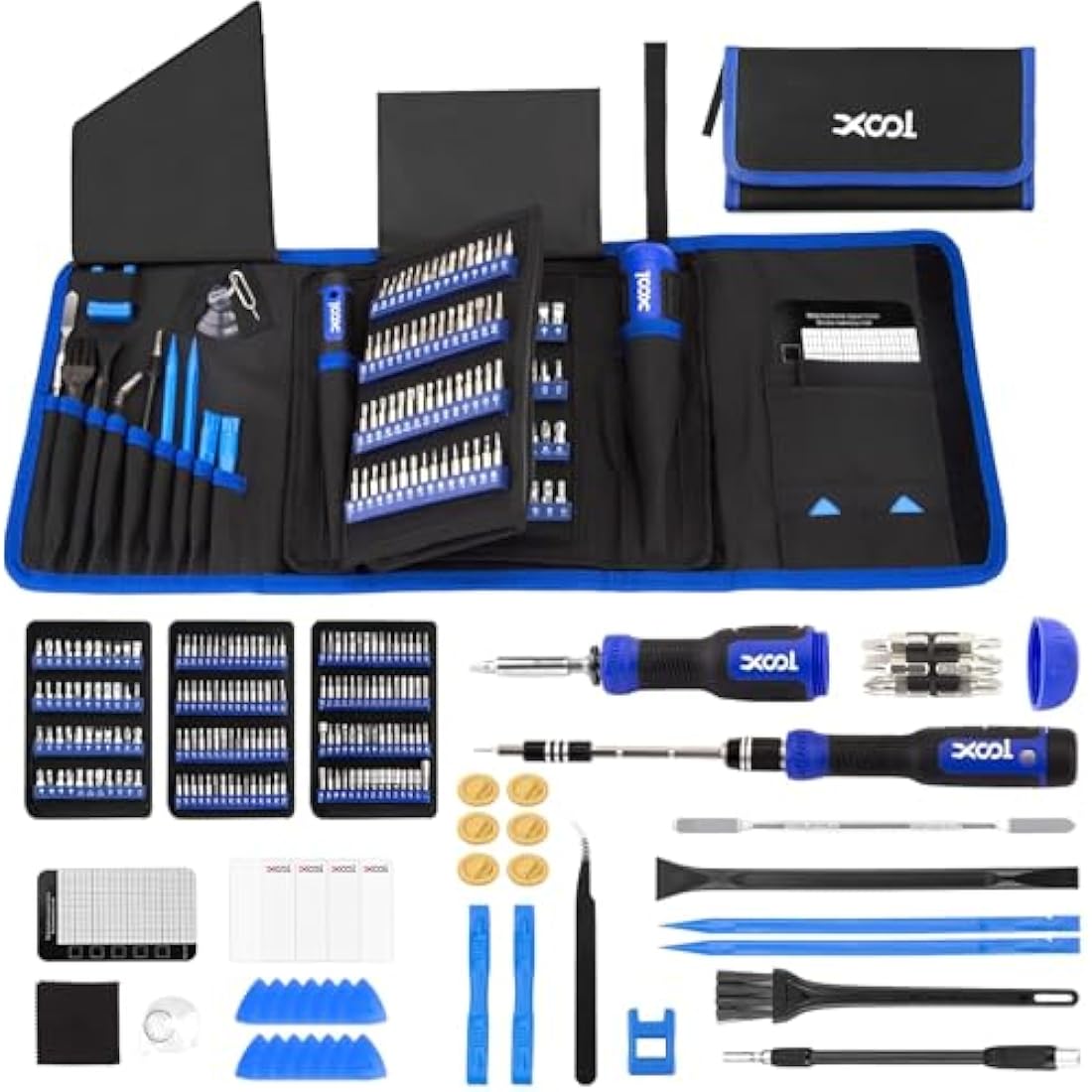 XOOL 200 in 1 Precision Screwdriver Kit, Electronics Repair Tool Magnetic Driver Kit with 164 Bits, Flexible Shaft, Extension Rod for Computer, iPhone, Laptop, PC, PS4, Xbox, Nintendo