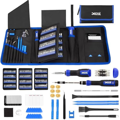 XOOL 200 in 1 Precision Screwdriver Kit, Electronics Repair Tool Magnetic Driver Kit with 164 Bits, Flexible Shaft, Extension Rod for Computer, iPhone, Laptop, PC, PS4, Xbox, Nintendo