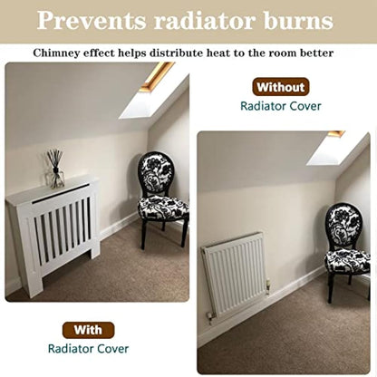 Royalswill Radiator Cover Small, White Painted Vertical Slatted Grill Cabinet Shelf, Tall Covers, MDF Wooden Heating Living Room Furniture Hallway 78(L) x 19(D) 82(H)cm