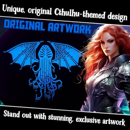 Fantasydice-CTHULHU TOME-BLUE- Dice Tray 20CM Octagon with Lid and Dice Staging Area- Holds 5 Sets(7 Dice Set/Standard) for All Tabletop RPGs Like D&D, Call of Cthulhu, Shadowrun.