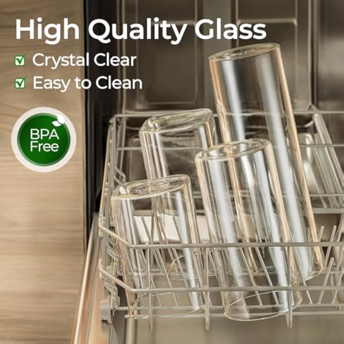 ComSaf 1.9L Glass Spaghetti Pasta Storage Container with Lids Set of 3, Tall Clear Airtight Food Storage Jar with Cover Kitchen Pantry Storage Container for Noodles Flour Cereal Coffee Beans