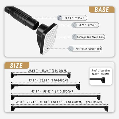 Heavy Duty Tension Pole - 33mm Steel Clothes Rail & Curtain Rod 110-250cm, No Drill Telescopic Pole, Supports 50kg,Multi-Purpose for Drying, Hanging, Bathroom, Kitchen, Wardrobe