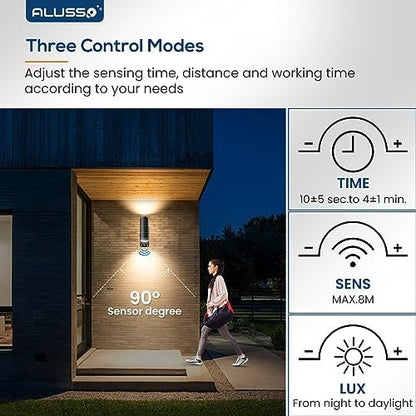 ALUSSO Motion Sensor Outdoor Wall Lights IP65, Stainless Steel Up Down Lights 3000K/4000K/6000K Selectable, 2x 8W GU10 Bulb Included,Outside Security Lights Mains Powered Sconce Wall Mounted for Porch