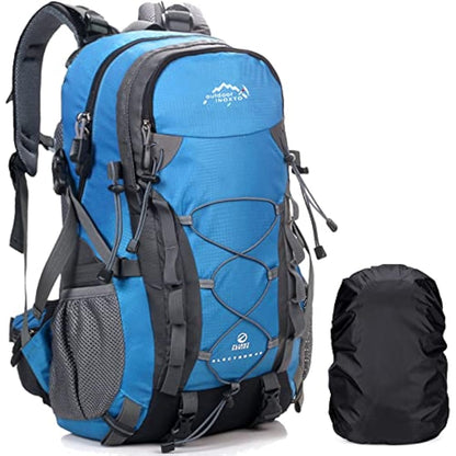 A AM SeaBlue 40L Hiking Backpack for Men and Women Trekking Rucksack Lightweight Travel Daypack with Waterproof Rain Cover,Large Sports Bag for Outdoor Activities