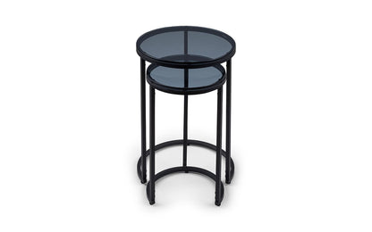Julian Bowen Chicago Nest of Tables, Set of 2, Smoked Glass - H55 x W40cm