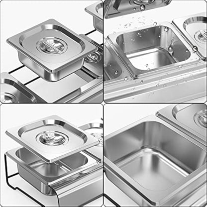 Onlyfire Pizza Topping Station Stainless Steel Seasoning Containers with Lid, 5 Compartment Trays for Preparing Ingredients and Toppings