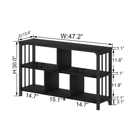 IBF 5 Cube Storage Organizer Bookshelf Low Bookcase 120cm Black Oak